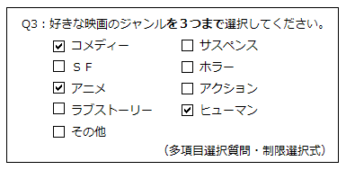 多項目選択式回答 アンケート集計ならトリム